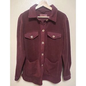 BlankNYC Fleece Jacket Shirt Shacket Burgundy Wine Red Size‎ Medium Cozy Soft